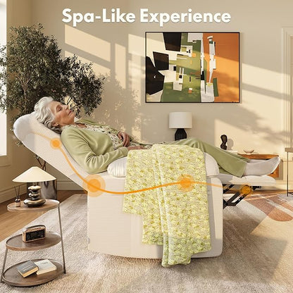 FLEXISPOT 360° Swivel Rocker Recliner for Adults, Massage Rocker Recliner Chair with Heating, Nursery Chair Swivel Glider Sofa for Living Room, Bedroom, Nursery, Beige
