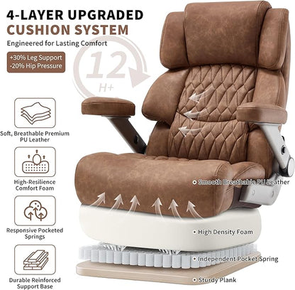 Big and Tall Office Chair 700lbs- Large High Back Executive Computer Desk Chair with 3D Flip-Up Arms, Adjustable Lumbar Support, Extra Wide Plus Size Seat, Heavy Duty Metal Base & Quiet Rubber Wheels