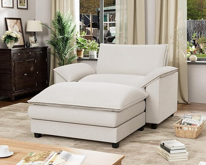 Homall 40" Modular Sectional Sofa, Single Sofa Couch with Reversible Ottoman, DIY Combination Chenille Deep 1-Seat Cloud Couch for Living Room, Apartment (White, Single Sofa Chair)