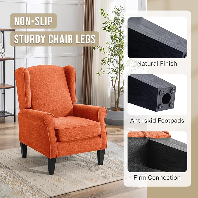 Accent Chair, Modern Living Room Chairs with Wingback, Comfy Upholstered High Back Single Sofa for Bedroom, Mid-Century Reading Armchair Sillas para Sala