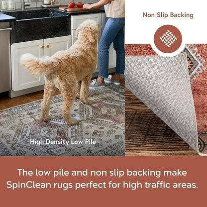 nuLOOM Nikita Faded Geometric Machine Washable Area Rug - 2x6 Machine Washable Runner Rug Contemporary Beige/Tans & Ivories Rugs for Living Room Bedroom Dining Room Entryway Hallway Kitchen