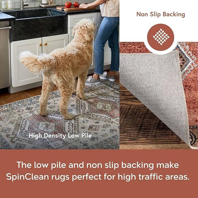 nuLOOM 2'8" x 8' Machine Washable Stain-Resistant Area Rug Medium Profile for Living Room, Bedroom, and Dining Room, Nikita Beige
