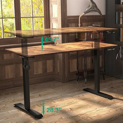 Monomi Electric Standing Desk, 63 x 28 inches Height Adjustable Desk, Ergonomic Home Office Sit Stand Up Desk with Memory Preset Controller (Rustic Brown Top/Black Frame)