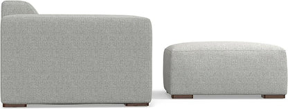 SIMPLIHOME Rex Modular Sofa and Ottoman Set in 100% Recycled Polyester Tightly Woven Performance Fabric, Pale Grey, 88-inch-Wide 2-Seater Couch and Matching 34-inch-Wide Table Ottoman for Living Room