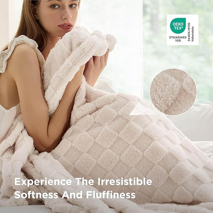 Bedsure GentleSoft King Size Blanket for Bed - Super Soft Cozy Blankets for Women Men Girls, Large Fuzzy Fleece Throw for Bedroom Decor, Light Beige,108x90 Inches