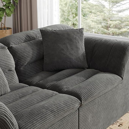 81" Sofa with Deep Seats Oversize, 2 Seater Cloud Couches, Upholstered Corduroy Loveseat for Living Room Bedroom, No Assembly Required, Dark Gray