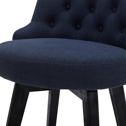 Watson & Whitely Modern Swivel Bar Stools, Performance Fabric Upholstered Counter Height Bar Stool with Back, Solid Wood Legs, 26" H Seat, Set of 2, Insignia Blue