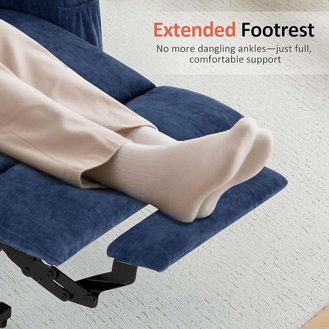 MCombo Power Lift Recliner Chair for Elderly, Lift Chair with Heat and Massage for Tall People, USB&Type C Ports, Extended Footrest, Cup Holders, Fabric 7516(Large,Admiral)