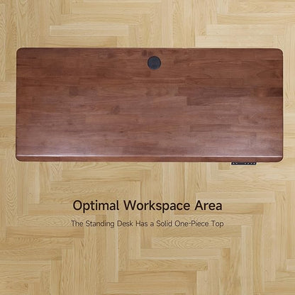 ONBRILL Standing Desk, 55x23.6 Inches Whole-Piece Board Rectangle Stand Up Desk with Solid Wood Desktop and Memory Controller, Adjustable Height from 28-46 Inches for Home & Office, Black Walnut