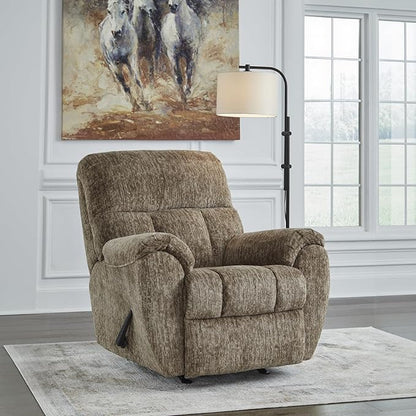 Signature Design by Ashley Rampant Casual Manual Rocker Recliner with Pillow-Top Arms, Light Brown