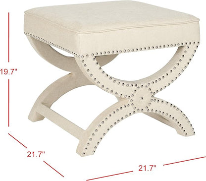 Safavieh MCR4645 Mystic Upholstered Ottoman Color: Cream