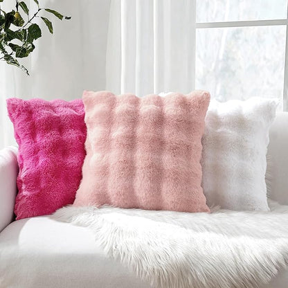 MIULEE Faux Fur Pillow Covers Thick Soft Plush Throw Pillows Luxury Home Decor for Couch Bed Bedroom Living Room Sofa,20x20 Inch Pack of 2 Light Pink