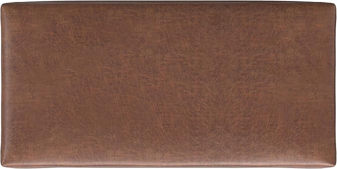 SIMPLIHOME Rebecca 48 inch Wide Mid Century Modern Rectangle Large Coffee Table Storage Ottoman with Lift up Lid in Distressed Saddle Brown Faux Leather for The Living Room, Entryway and Family Room