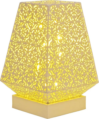 Alpine Corporation LGB104M-WT 10" Tall Tabletop Lamp with Chain Style Filament LED Lights