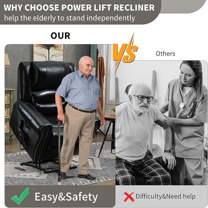 Recliner Chairs for Adults, Oversized Bedroom Chair with Massage, Sofa Chair Home Theater Seating with Lumbar Support, Lift Chair for Elderly, Nursery Chair for Living Room (Genuine Leather)