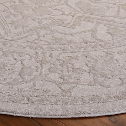 SAFAVIEH Area Rug 3' Round - Reflection Collection - Cream & Ivory, Non-Shedding & Easy Cleaning, Ideal for Living Room, Bedroom (RFT665D)