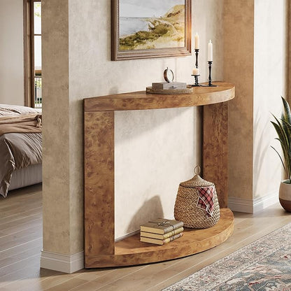 Tribesigns 2-Tier Console Table for Living Room, 47.24" Modern Entryway Table for Foyer, Hallway, Brown