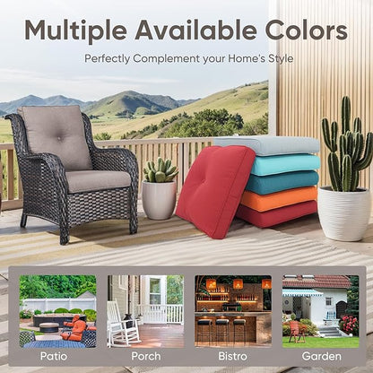8-Piece Outdoor Patio Cushion Set - Fade & Water Resistant with Removable Olefin Cover, 22x24x4 Inch Memory Foam Cushions for Wicker Sectional Sofa – Grey/Buckle