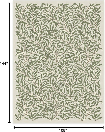 RUGGABLE x Morris & Co Machine Washable Area Rug – Pure Willow Boughs Green 9x12, Stain-Resistant, Non-Slip – Large Rugs for Living Room, Bedroom, Hallway, Entryway & Office–with Cushioned Pad