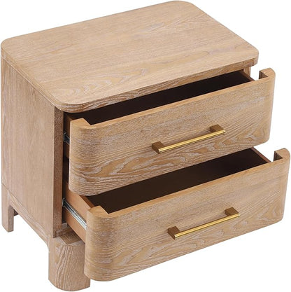 Christopher Knight Home Egbert Modern Nightstand with Drawers, Wooden Small Night Stand with Rounded Corners Design, Bedside Table/End Table for Bedroom, Multipurpose Storage Cabinet, Natural