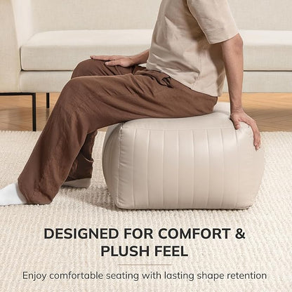 Anji Mountain 100% Handmade & Handcrafted Comfortable Home Décor Pouf Ottoman Footrest for Living Room, Bedroom, Nursery, Kidsroom, Patio Furniture - (22" x 22" x 16" - Cream)