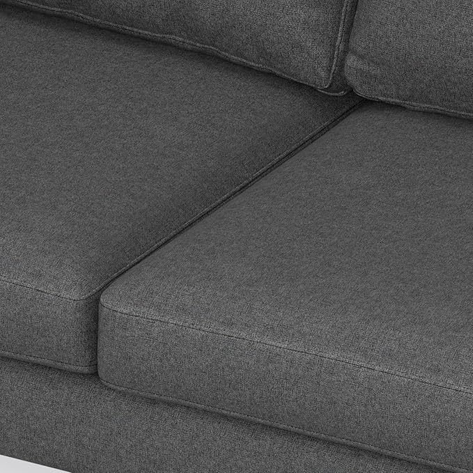 SIMPLIHOME Ava Corner Sectional Sofa in 100% Recycled Polyester Tightly Woven Performance Fabric, Pebble Grey, 102-inches Wide, Handcrafted Mid-Century Modern Style L-Shaped Couch for Living Room