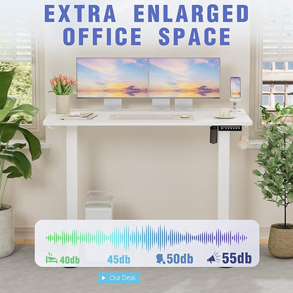 Homall Height Adjustable Electric Standing Desk, Memory Stand up Desk with Headphone Hook, Home Office Desks with Splice Board