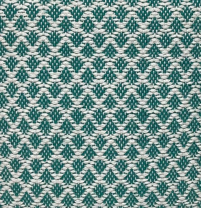SIMPLIHOME Leah Boho Square Woven Outdoor/ Indoor Pouf in Turquoise and White Recycled PET Polyester for the Living Room, Bedroom and Kids Room