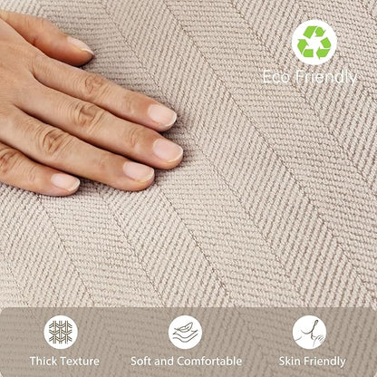 ZWJD Beige Pillow Covers 22x22 Set of 2 Chenille Throw Pillow Covers with Elegant Design Soft and Luxurious Decorative Throw Pillows for Couch, Bed, and Home Decor