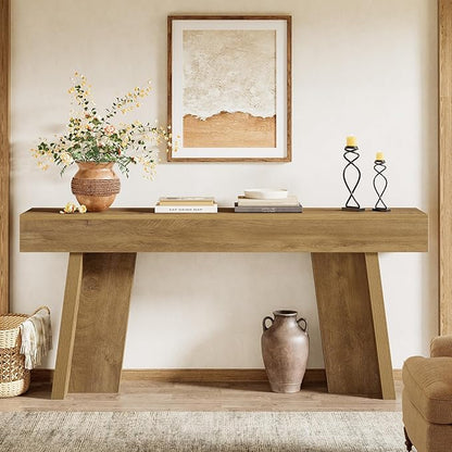 Tribesigns 70.9-Inch Long Console Table, Farmhouse Narrow Entryway Table Behind The Couch for Living Room, Hallway, Entrance, Foyer (Natural)