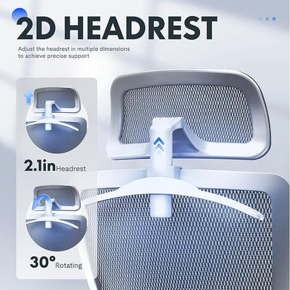 FLEXISPOT OC3 Air Ergonomic Office Chair High Back Computer Chair with Adjustable Lumbar Support/Armrest/, Breathable Mesh Seat Cushion Backrest, Chairs for Home Office Gaming Working, Light Gray