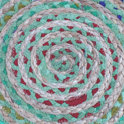SIMPLIHOME Margo Boho Round Pouf in Green Braided Jute for the Living Room, Bedroom and Kids Room