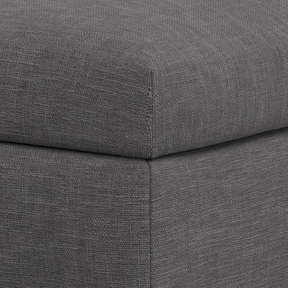 SIMPLIHOME Rebecca 36 inch Wide Mid Century Rectangular Coffee Table Storage Ottoman with Lift Up Lid in Slate Grey Polyester Linen Look, Assembled, for The Living Room, Entryway and Family Room