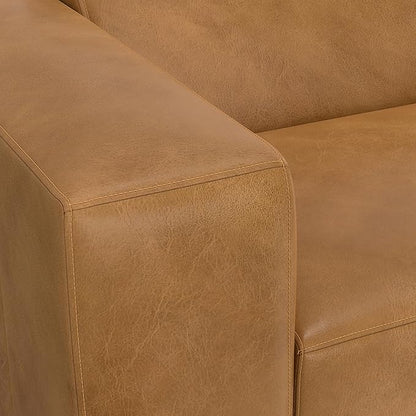 SIMPLIHOME Rex 2-Seater Modular Sofa in Full-Grain Genuine Leather, Sienna, 88-inches Wide, Handcrafted Leather Loveseat Sofa for Living Room