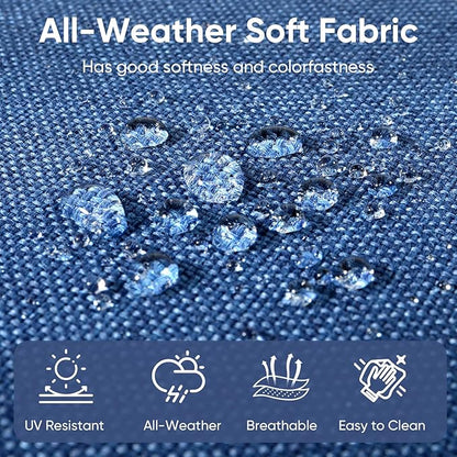 Outdoor Chair Cushions 3 Packs - Outside High Back Thick Water-Resistant Cushion 22x24 with Zipper Cover for Patio Glider Rocking Chairs Loveseat Couch – Blue/Buckle