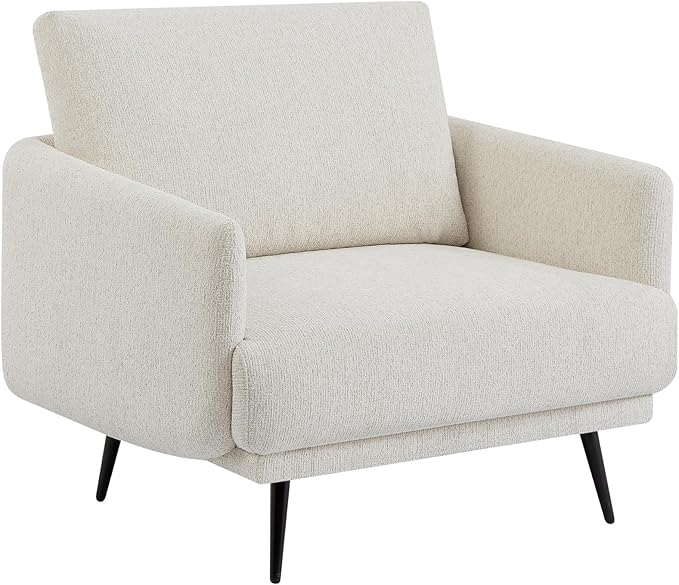 Oversized Accent Chair for Living Room Chairs Reading Arm Chair Comfy Modern Single Sofa Side Chairs with Metal Legs & Soft Cushion for Bedroom, Waiting Room (Chenille Oatmeal, Set of 1)
