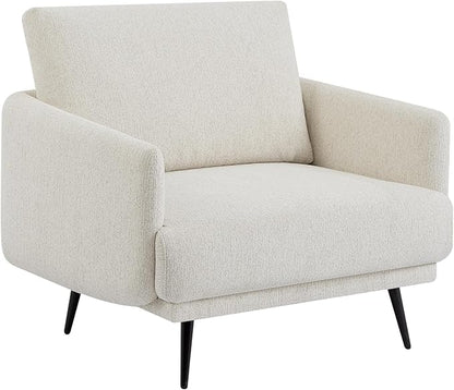 Oversized Accent Chair for Living Room Chairs Reading Arm Chair Comfy Modern Single Sofa Side Chairs with Metal Legs & Soft Cushion for Bedroom, Waiting Room (Chenille Oatmeal, Set of 1)