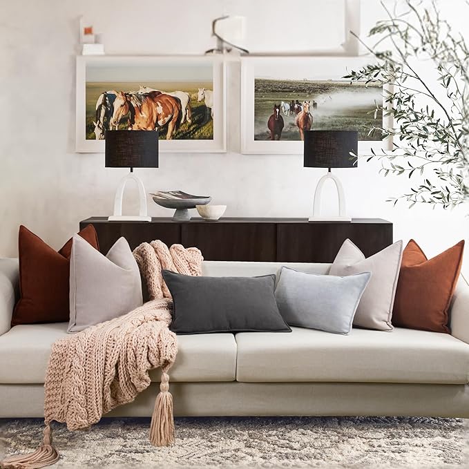 ZWJD Rust Throw Pillow Covers 24x24 Set of 2 Chenille Fall Pillow Covers with Elegant Design Soft and Luxurious Decorative Throw Pillows for Couch, Bed, and Home Decor