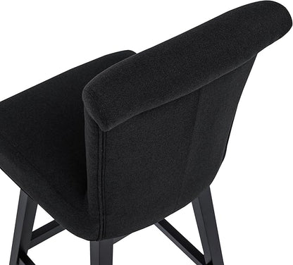 Bar Stool, 26 Inch Upholstered Barstools with 15.7" High Back and Footrest, Swivel Counter Height Barstools for Kitchen Island Home Bar Performance Fabric Black