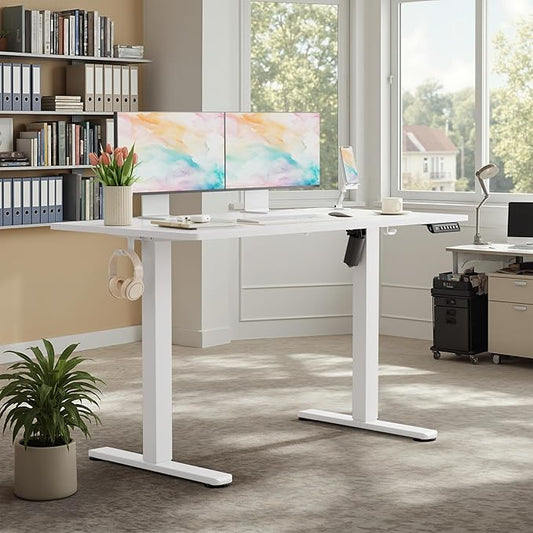 Homall Height Adjustable Electric Standing Desk, Memory Stand up Desk with Headphone Hook, Home Office Desks with Splice Board