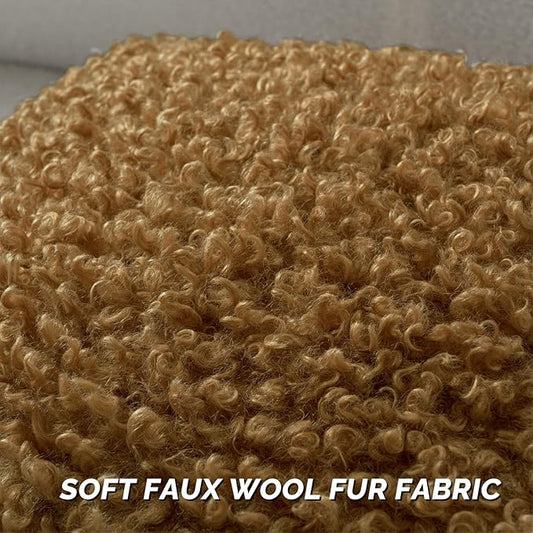 FUTEI Camel Decorative Throw Pillow Covers 20x20 Inch Set of 2,Soft Fluffy Faux Wool Fur Boucle Textured Cushion Case,Modern Home Decor for Couch Bed Living Room Office