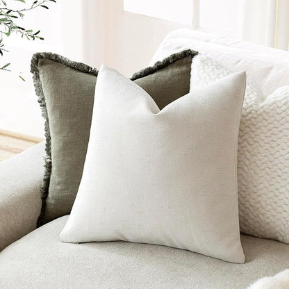 Foindtower Pack of 2 Soft Textured Chenille Throw Decorative Pillow Covers Lumbar Accent Solid Cushion Cover Neutral Farmhouse Pillow Case for Couch Sofa Bedroom Living Room 12x24 Inch, Ivory White