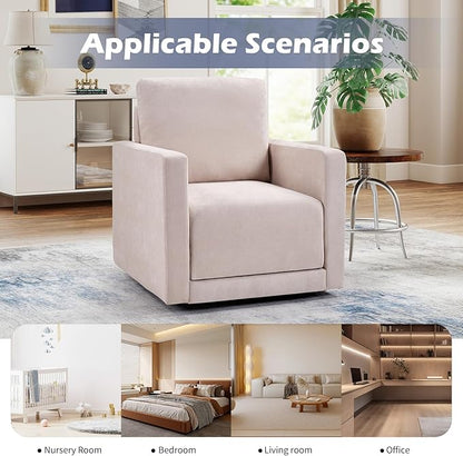 INZOY Swivel Accent Chair Set of 2, Comfy 360° Swivel Chair with Hidden Storage, Upholstered Chenille Square Chair for Living Room Bedroom Small Spaces, Fully Assembled, Beige