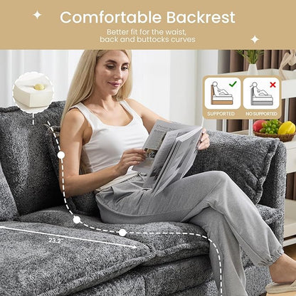 147.8" U Shaped Modular Sectional Sofa, Comfy Cloud Couch with Movable Ottoman, Deep Seat Modular Sofa, Sectional Couches for Living Room, Bedroom, Apartment (Grey)