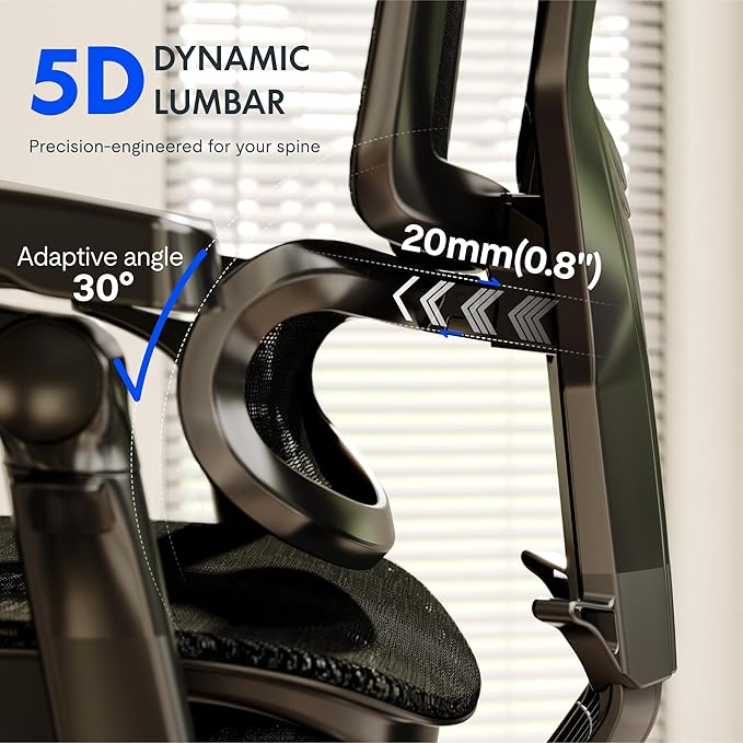 FLEXISPOT ErgoX-PRO Ergonomic Office Chair Black – 5D Lumbar, 7D Armrests, 4D Headrest, 551LB Capacity, AeroWeave 5.0 Mesh Seat – Office, Gaming, Bedroom