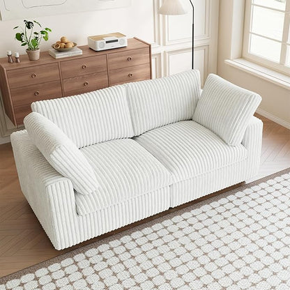 Modular Sectional Sofa, 78.74" Oversized Loveseat Sofa, Deep Seat Cloud Couch, 2 Seat Comfy Modular Sofa Couches for Living Room, Plush Couch Cushion Covers Removable, Beige