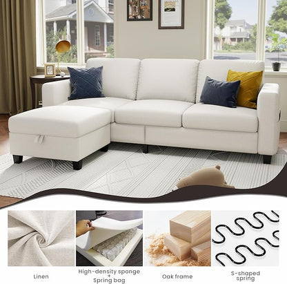 Youmumeub 79''Sectional Couch Couches for Living Room - L-Shaped 4-Seater Deep Sectional Sofa,Removable Covers,Suitable for The Living Room, Apartment or Office-Beige