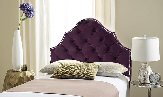 Safavieh MCR4034F-T Mercer Collection Arebelle Aubergine Velvet Headboard, Twin, Purple
