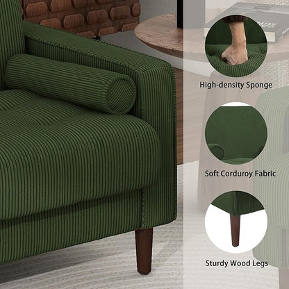 Oversized Accent Chair Set of 1, Corduroy Fabric Mid Century Modern Armchair with Large Seat for Living Room Bedroom Reading