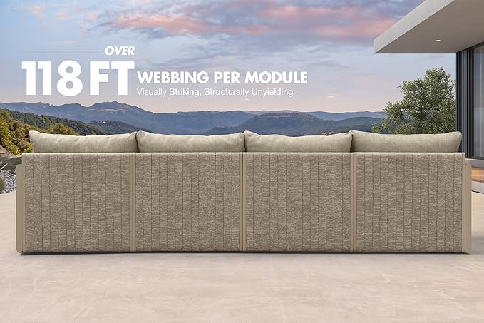 PURPLE LEAF 7 Pieces Patio Conversation Sets with Ottoman All Weather Outdoor Couch Sectional Set with Cushion Small Conversation Set for Garden Poolside Backyard Beige
